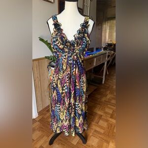 Cynthia Rowley Colorful Ruffle high-low Midi Dress